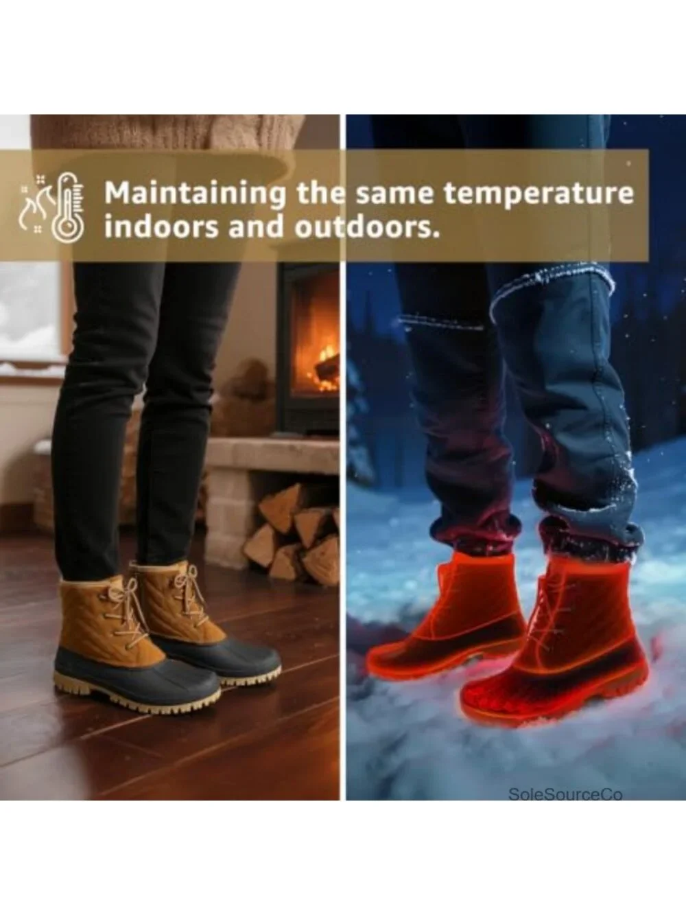 Women's Waterproof Insulated Duck Snow Boots with Side Zipper, Slip Resistant